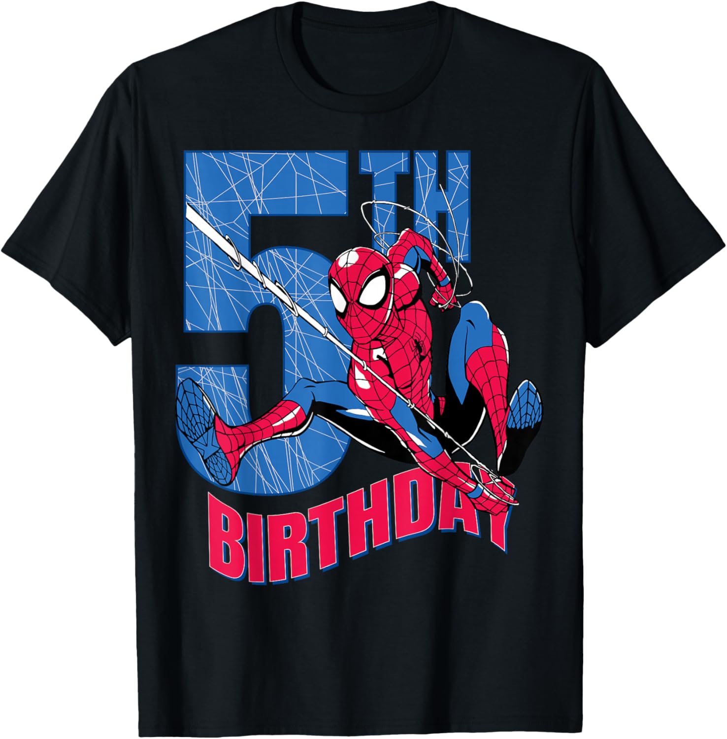 Marvel Comics Spider-Man 5th Birthday Hero Web Action T-Shirt - T-Shirt | Black