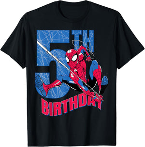 Marvel Comics Spider-Man 5th Birthday Hero Web Action T-Shirt - T-Shirt | Black