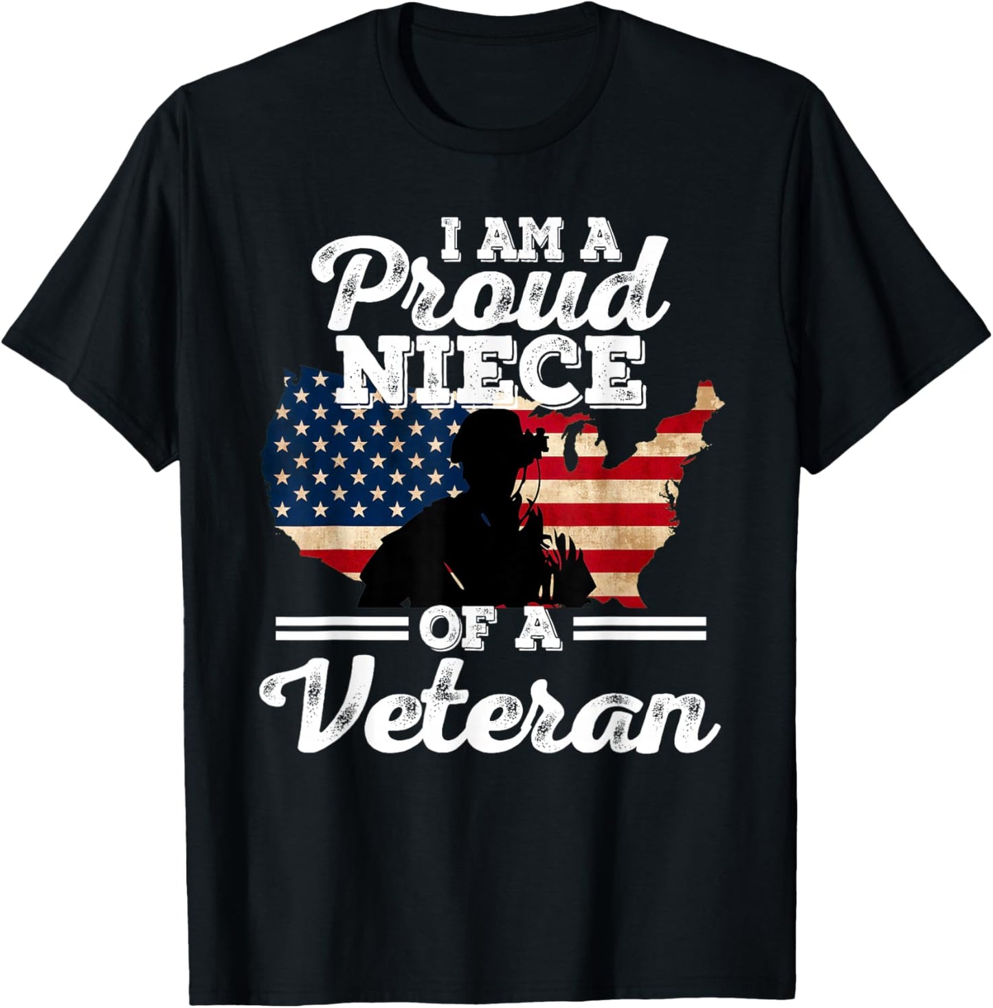 Proud Niece of a Veteran Patriotic Veterans Day T-Shirt - T-Shirt | Black