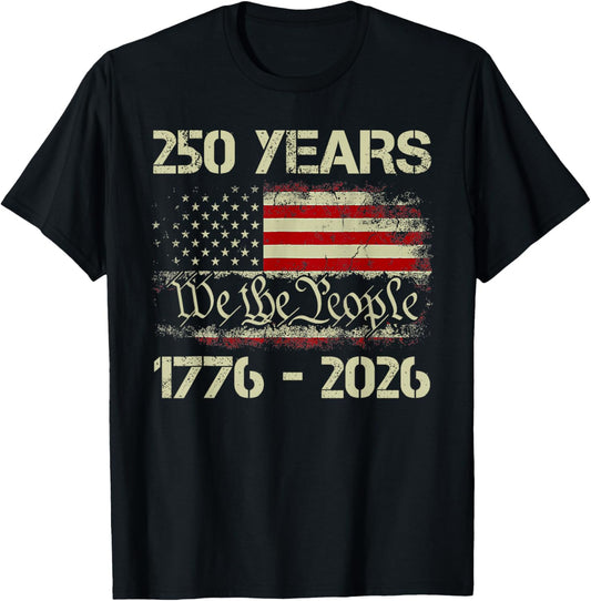 250 Years 1776-2026 250th Birthday USA Patriotic 4th of July T-Shirt - T-Shirt | Black