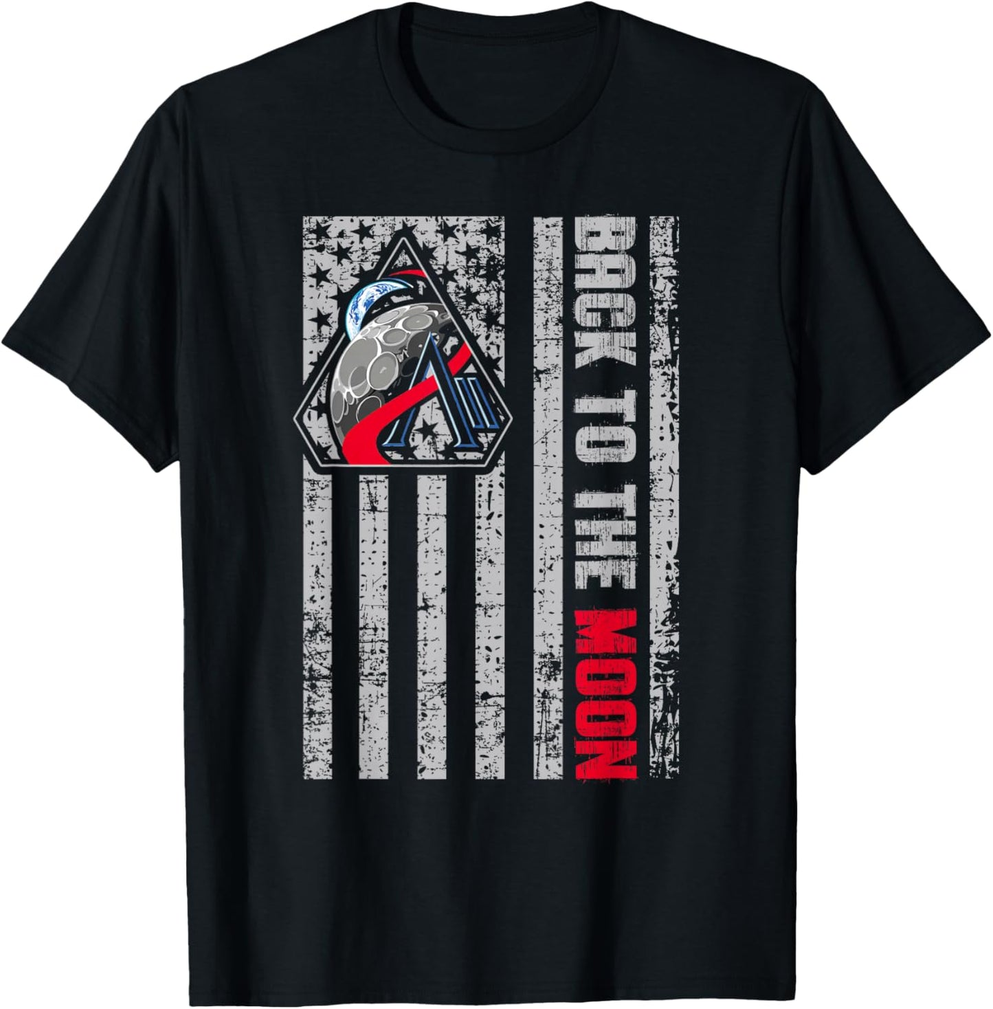 Artemis II Patch Us Flag Back to The Moon Patriotic T-Shirt - T-Shirt | Black