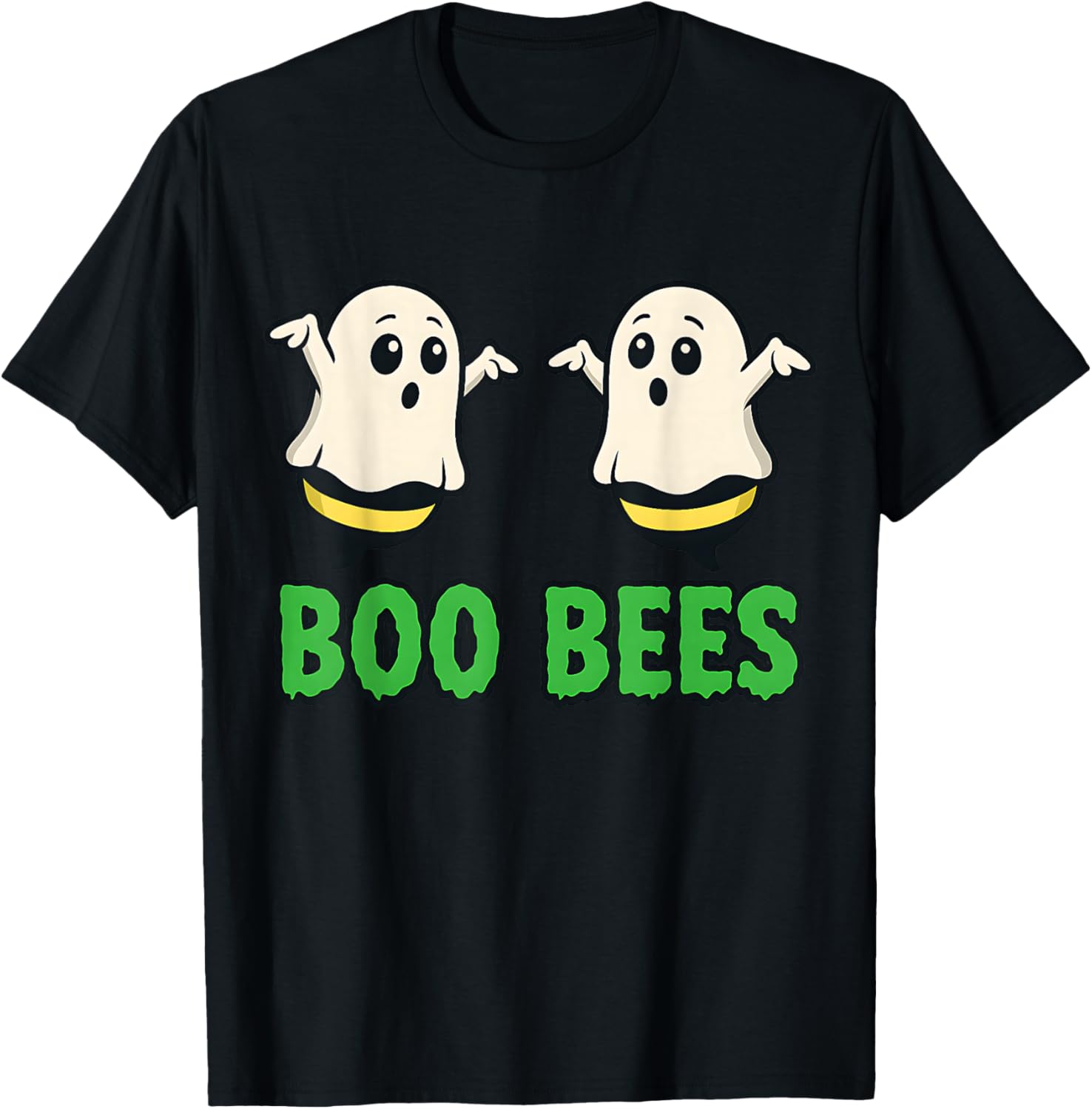 Funny Boo Bees Halloween Ghost Bee Pun Design T-Shirt - T-Shirt | Black