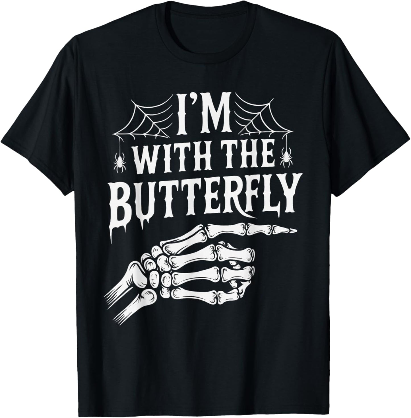 I'm with Butterfly Halloween Costume Couples Matching T-Shirt - T-Shirt | Black