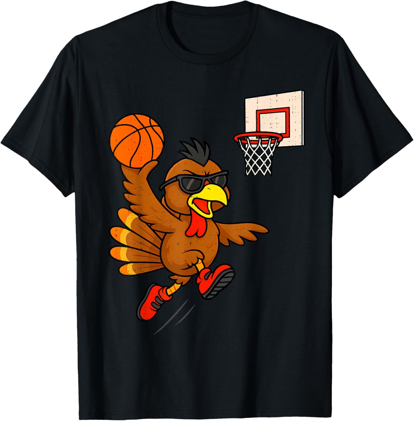 Funny Turkey Basketball Thanksgiving Sport Humor Men Boy Kid T-Shirt - T-Shirt | Black