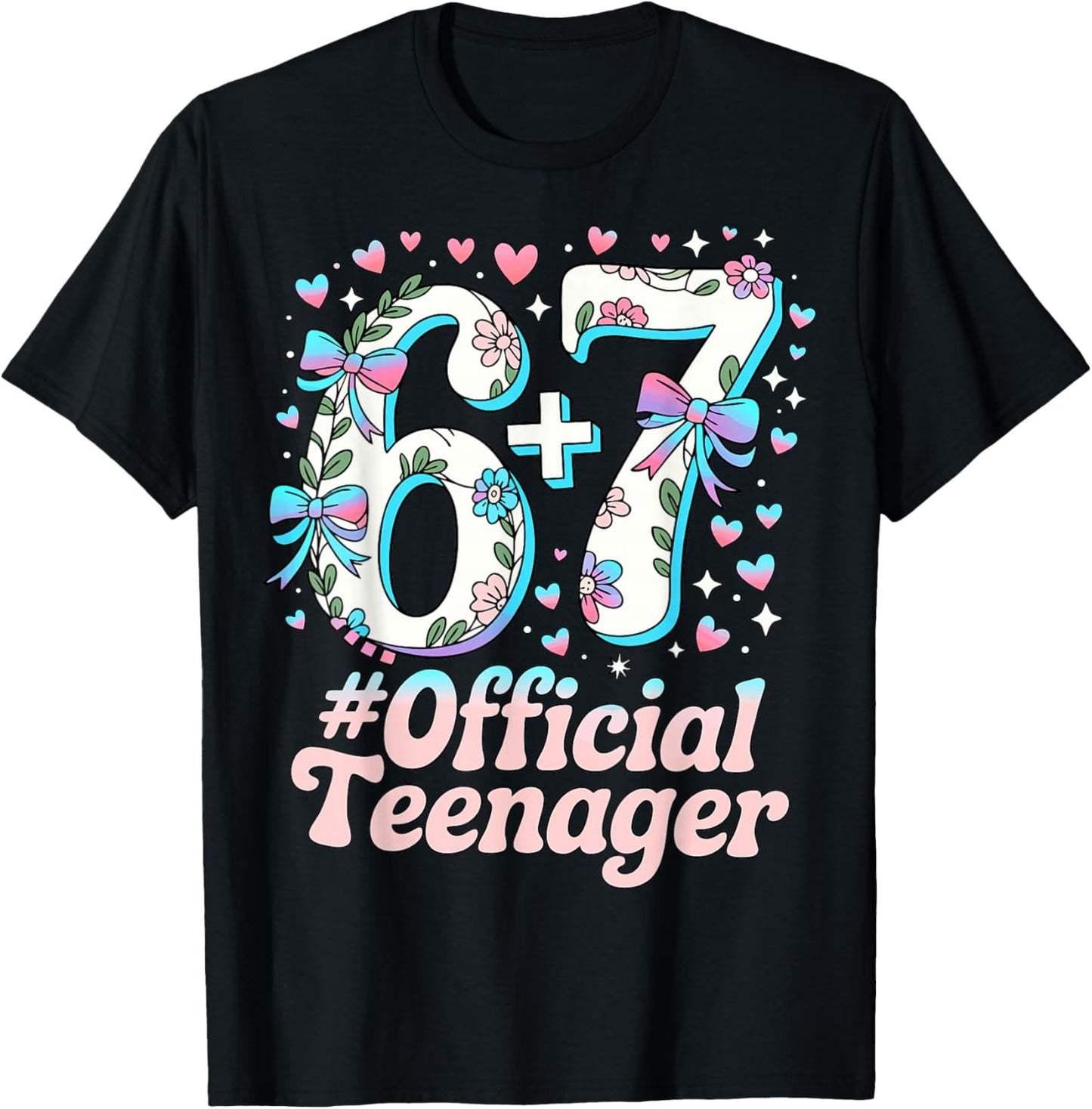 13 Years Official Teenager Cute 13th Birthday Six Seven T-Shirt - T-Shirt | Black