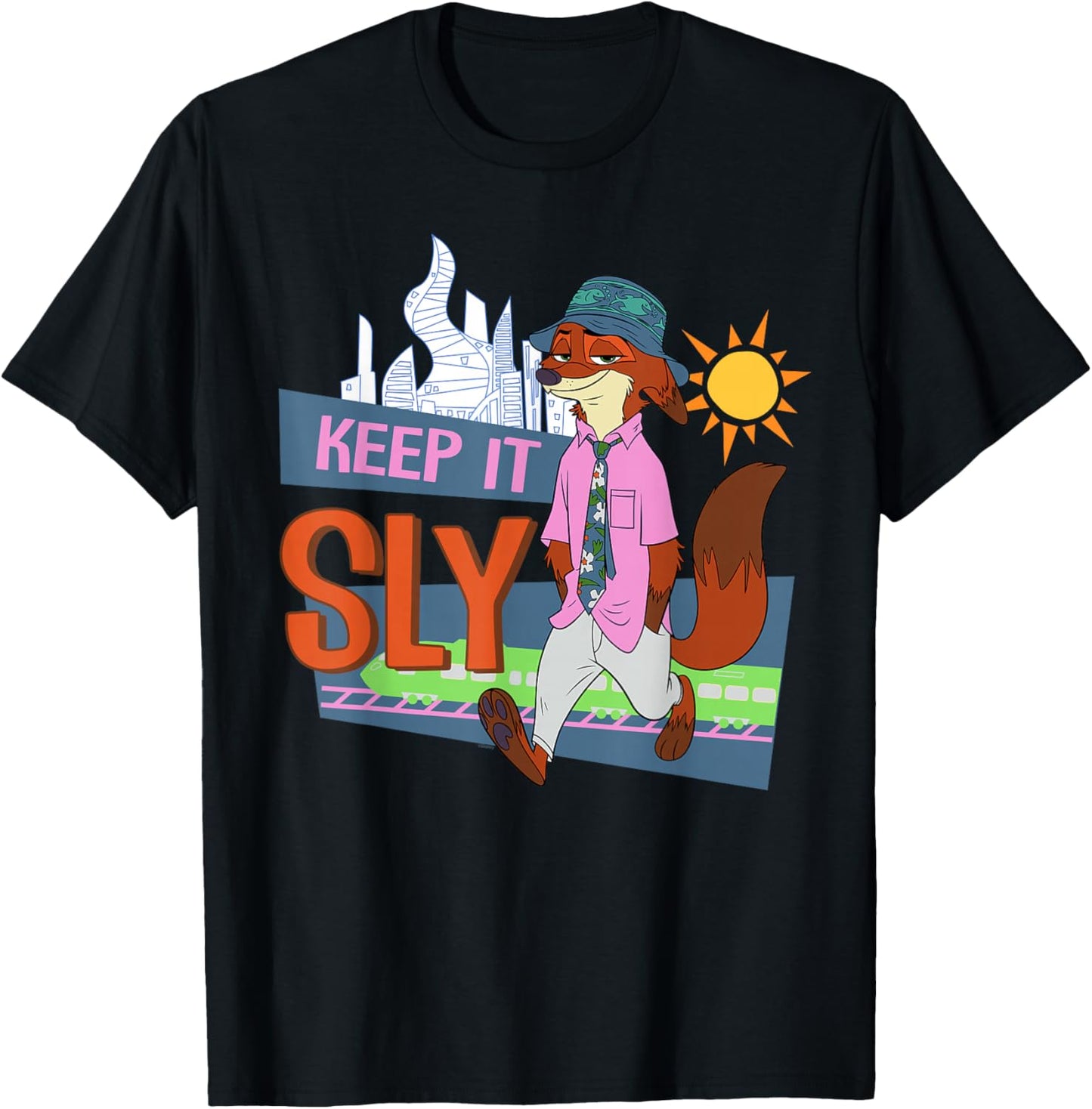 Disney Zootopia 2 Nick Wilde Keep it Sly Funny Quote T-Shirt - T-Shirt | Black