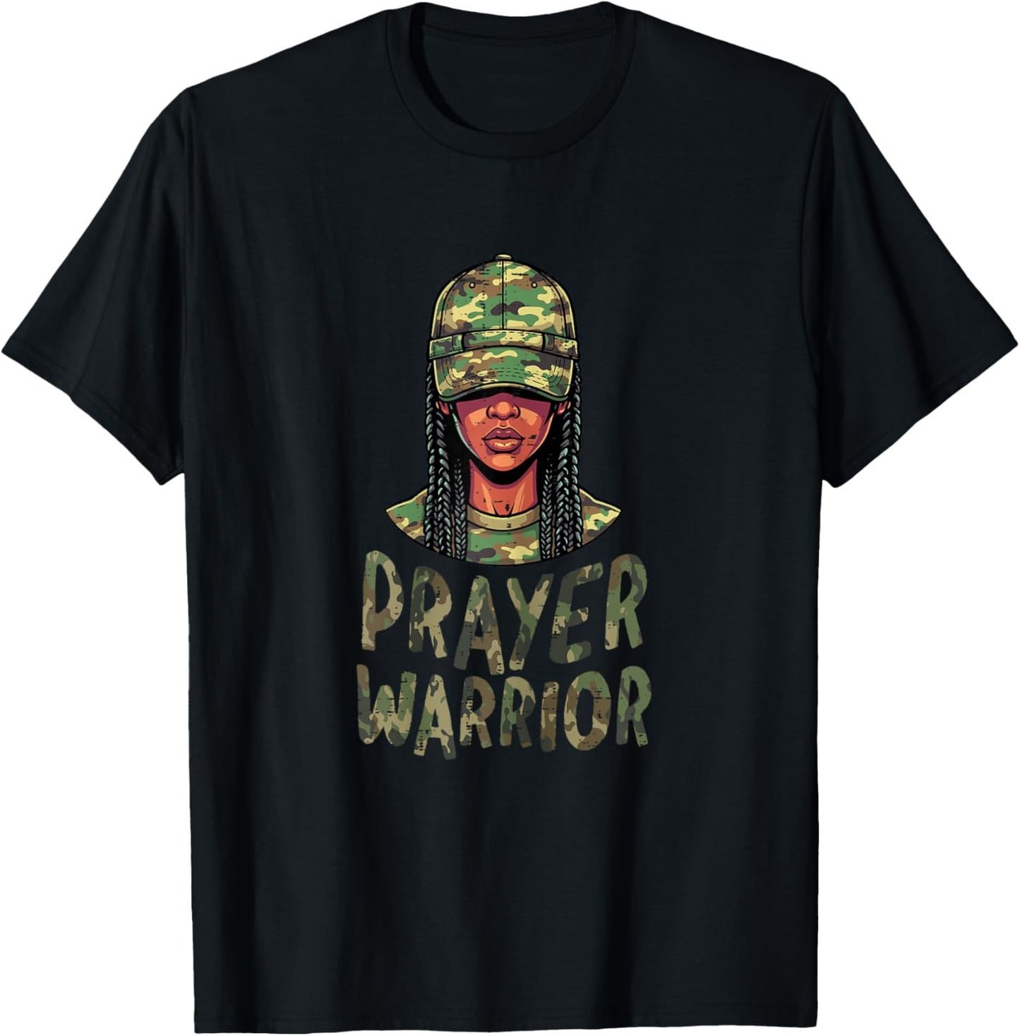 Christian Camo Woman Prayer Warrior Jesus Women Girls Kids T-Shirt - T-Shirt | Black