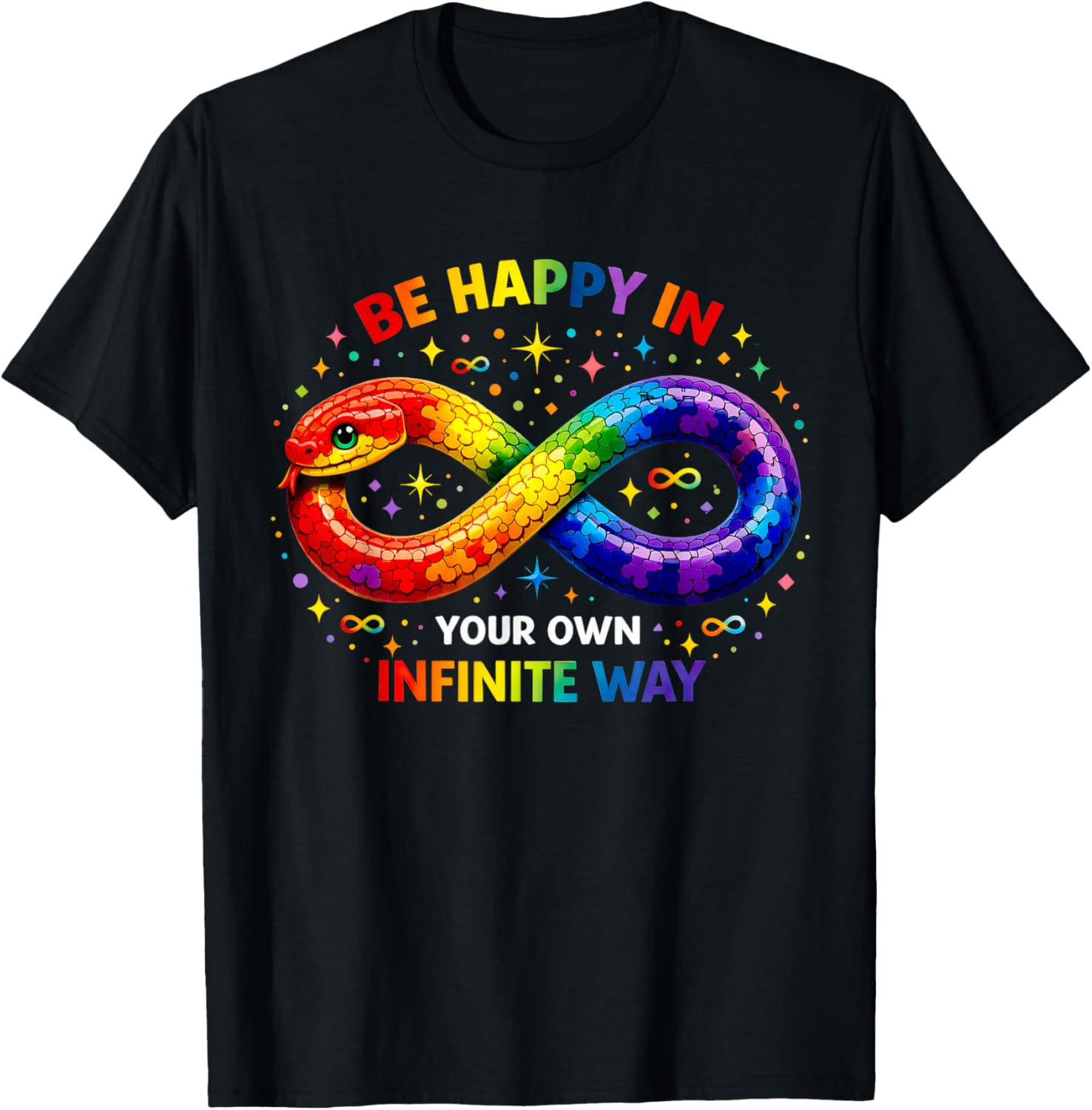 Infinite Snake Be Happy in Your Own Way Autism Awareness Kid T-Shirt - T-Shirt | Black
