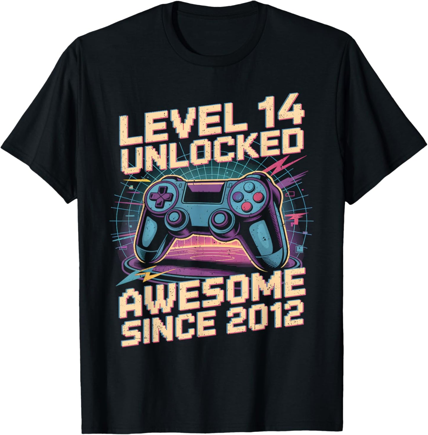 14 Year Old Boy Level 14 Gamer 2012 14th Birthday Party Gift T-Shirt - T-Shirt | Black