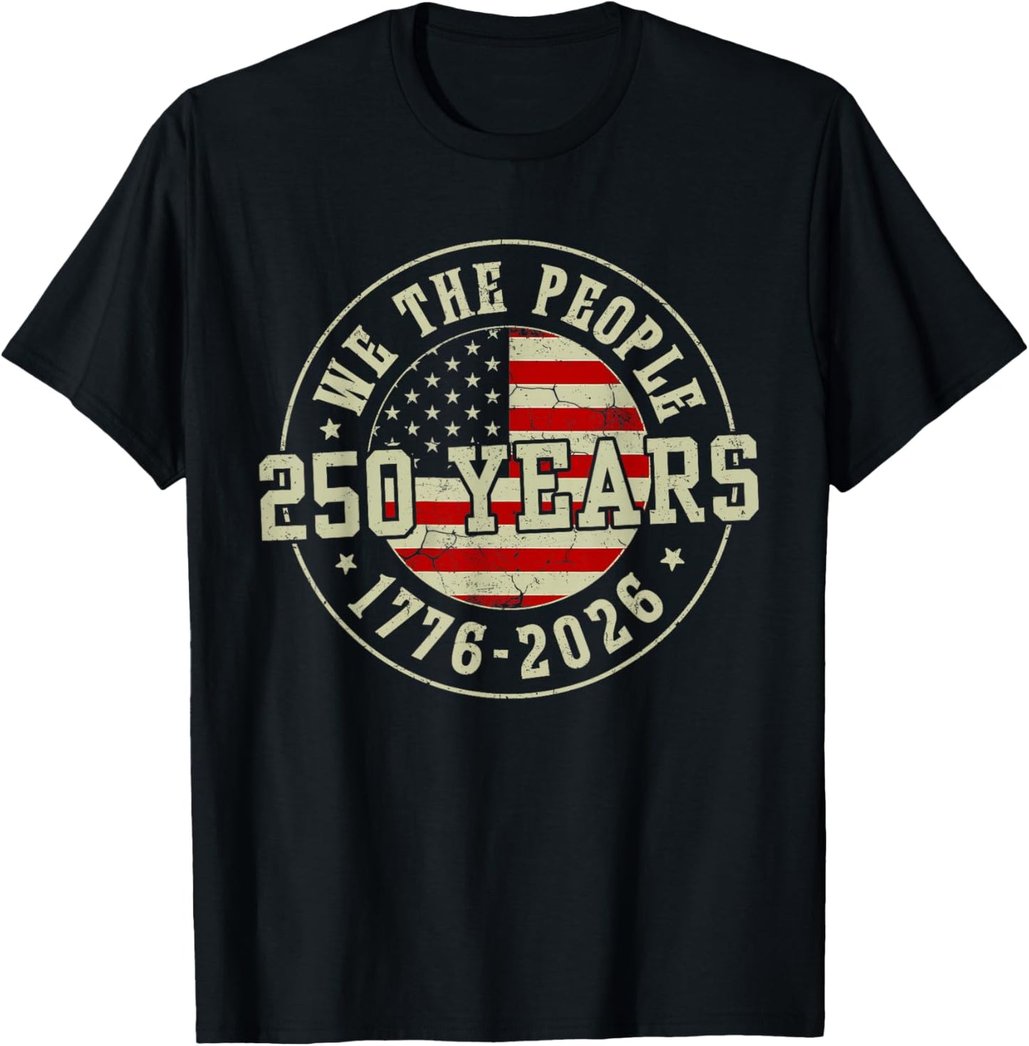 Vintage 250 Years 1776-2026 250th Birthday 4th of July Men T-Shirt - T-Shirt | Black