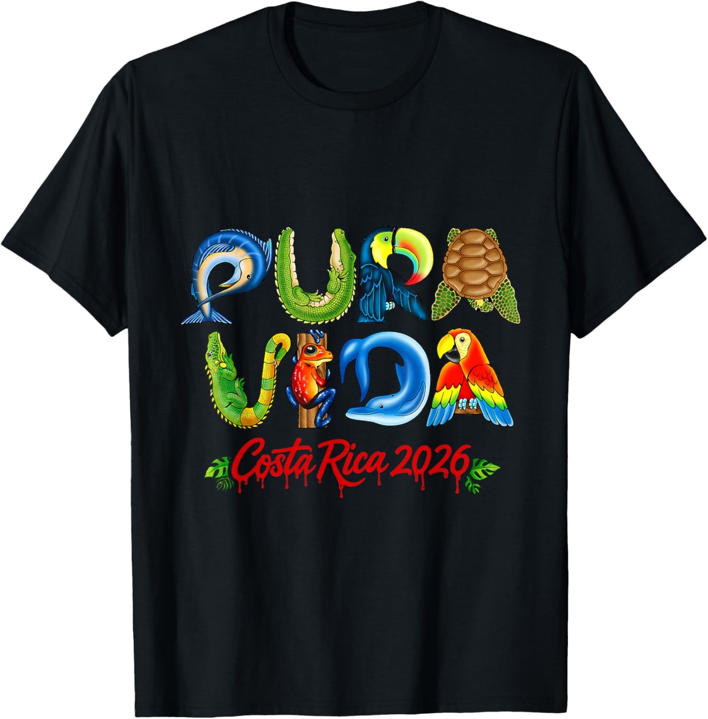 Pura Vida Costa Rica Central America Travel Souvenir 2026 T-Shirt - T-Shirt | Black