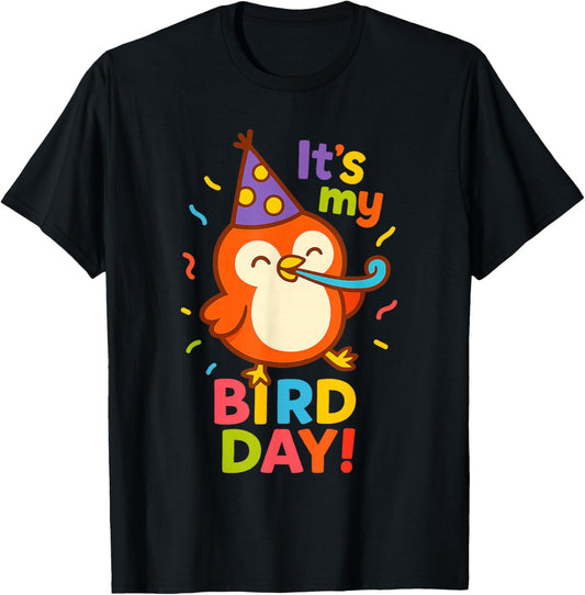 Funny It's My Bird Day Birthday Cartoon for Kids T-Shirt - T-Shirt | Black