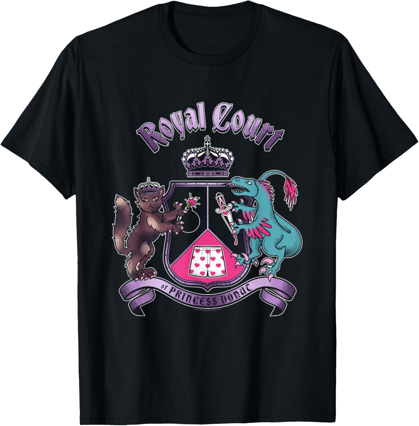 DCC Royal Court of Princess Donut Coat of Arms Book Series T-Shirt - T-Shirt | Black