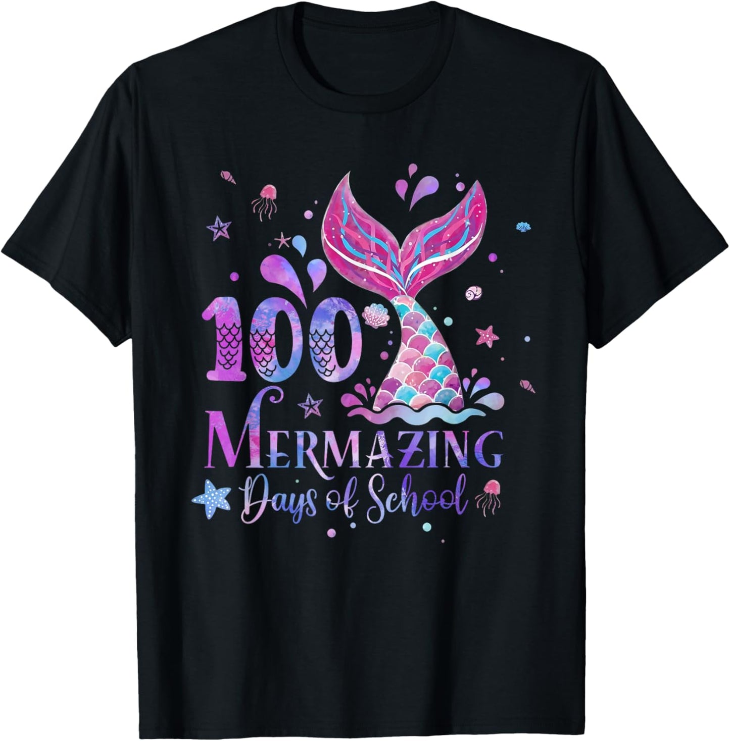 100 Mermazing Days of School Mermaid 100th Day Girls Kids T-Shirt - T-Shirt | Black