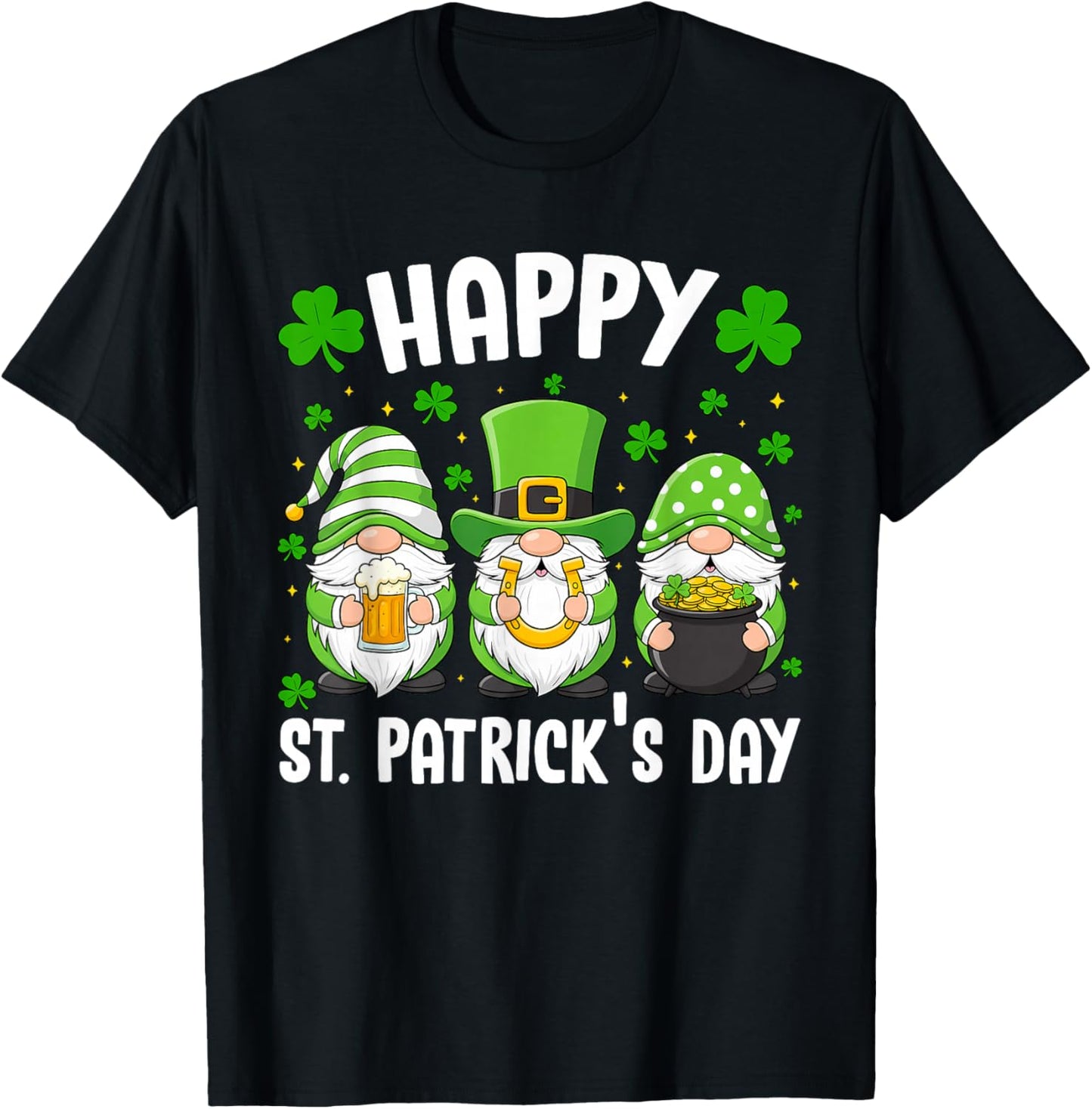 Irish Gnome Green St Patricks Day Women Saint Patricks Girls T-Shirt - T-Shirt | Black