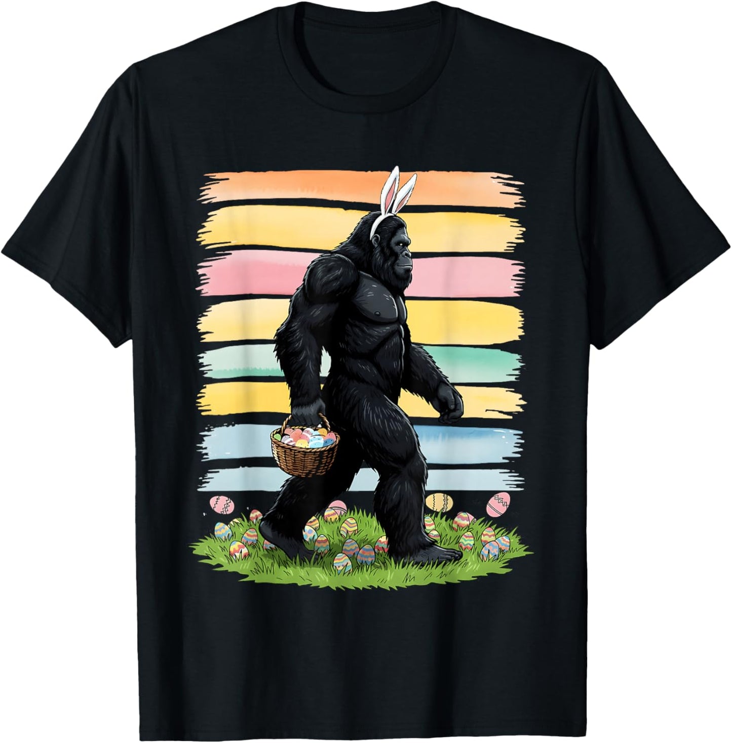 Easter Day Funny Bigfoot Sasquatch Easter Eggs Men Women Kid T-Shirt - T-Shirt | Black