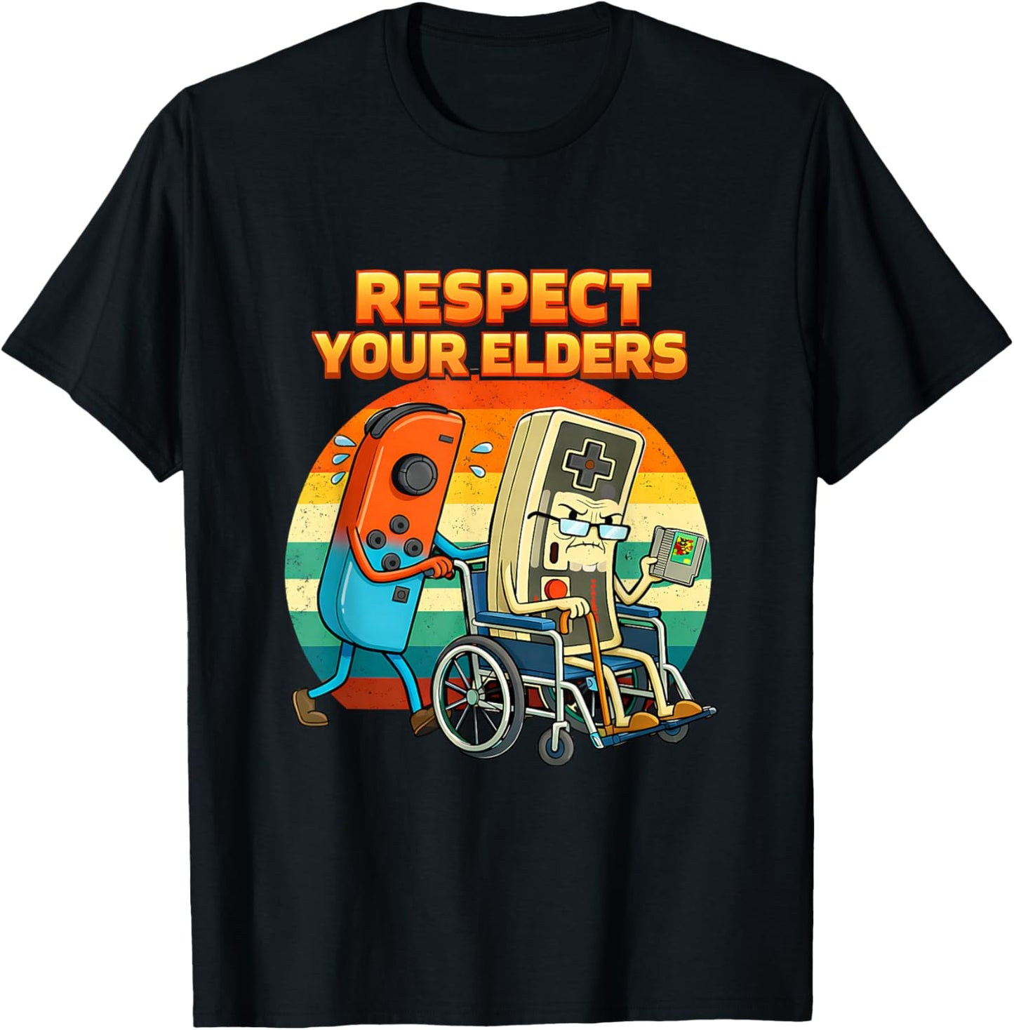 Retro Gamer Respect Elders Classic Funny Video Games T-Shirt - T-Shirt | Black