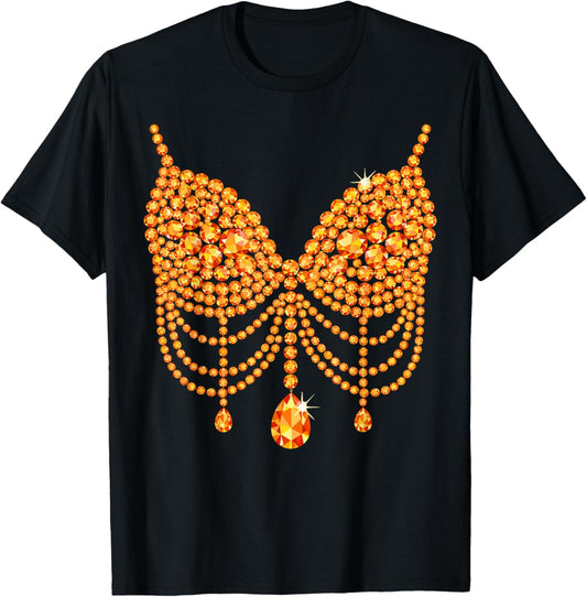 Halloween Orange Bra Design Costume Show Girls T-Shirt - T-Shirt | Black