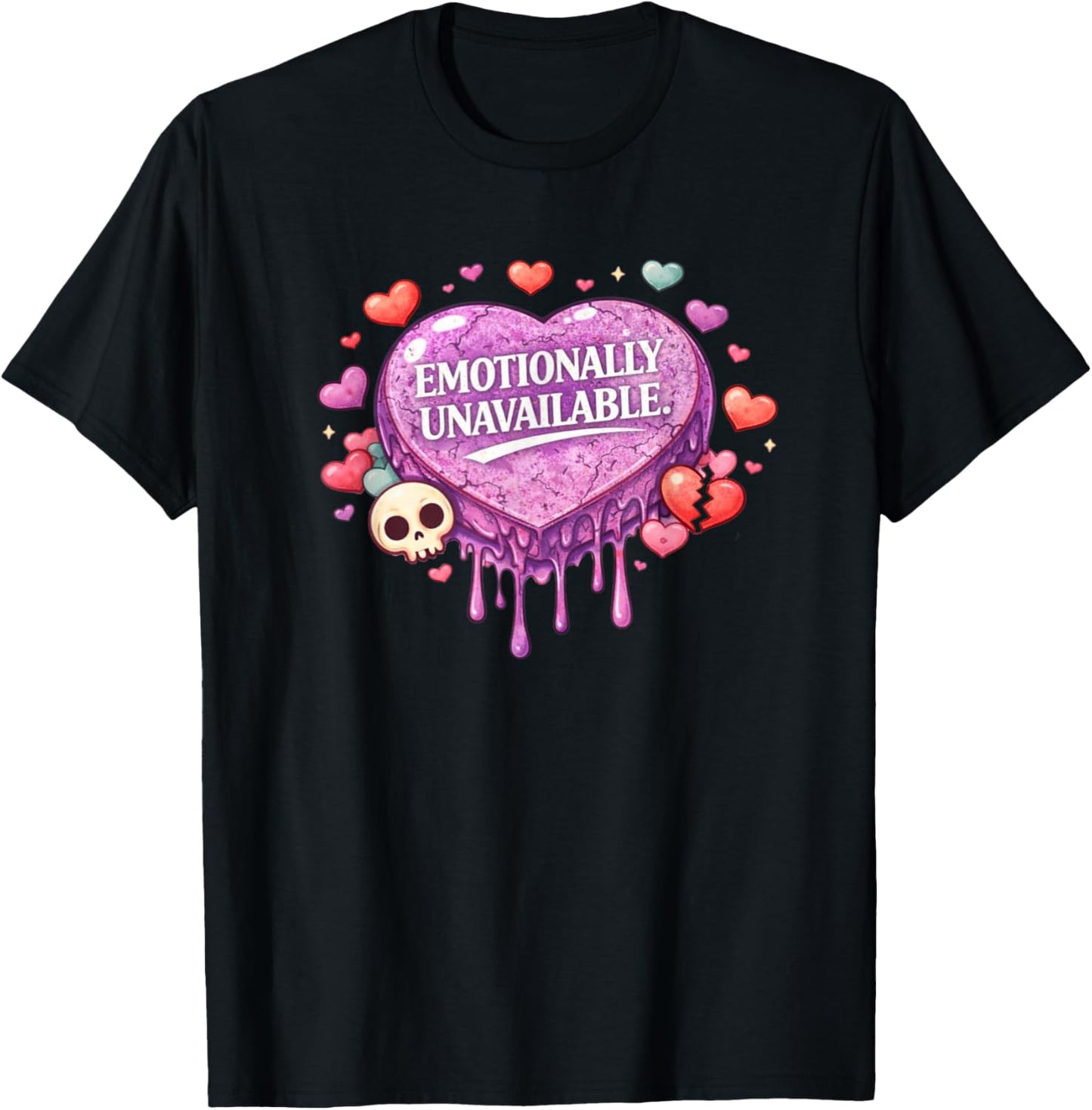 Emotionally Emo Unavailable Funny Emo Saying Valentine's T-Shirt - T-Shirt | Black