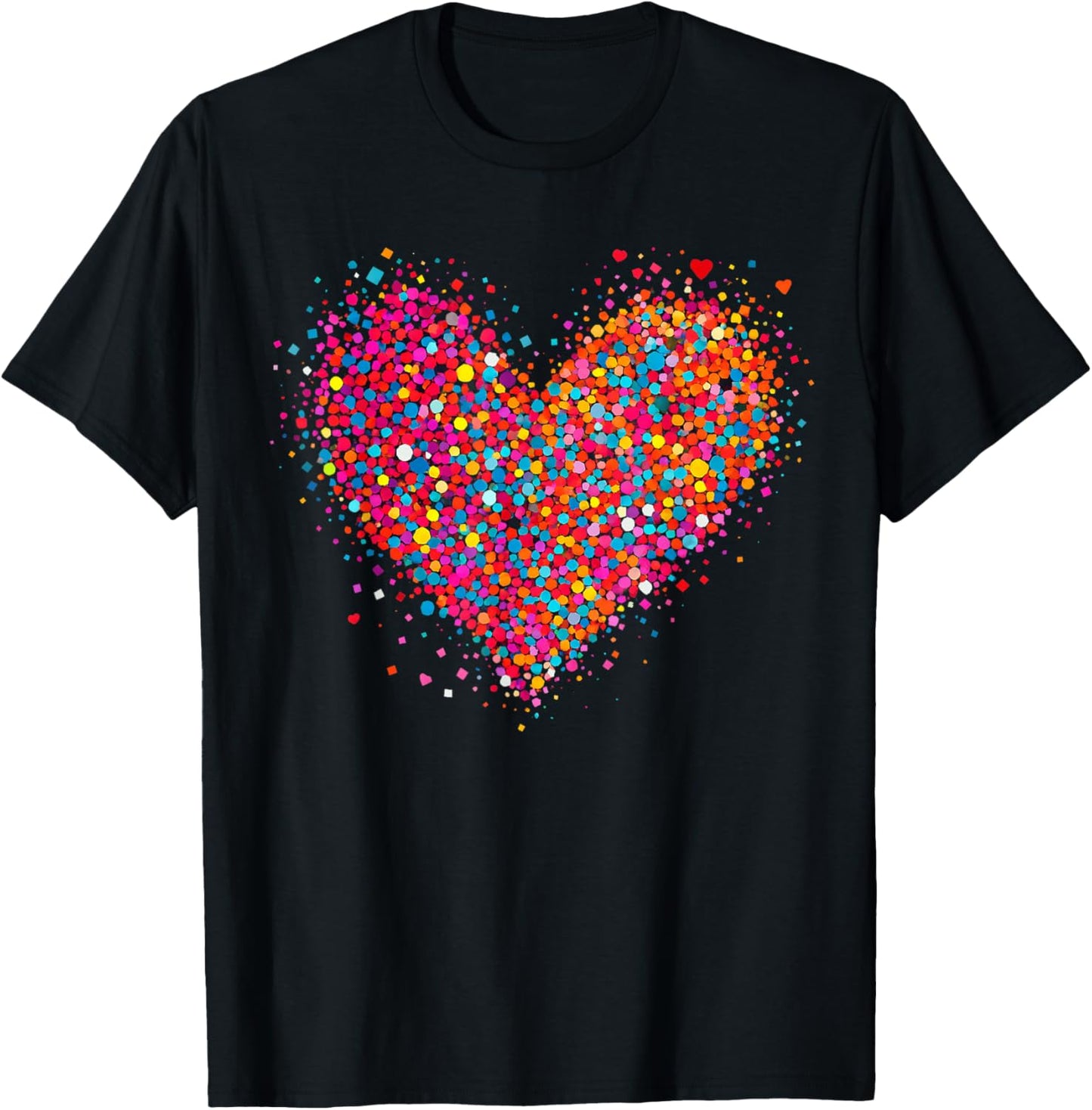 Valentine Colorful Confetti Heart Men Women Kid T-Shirt - T-Shirt | Black