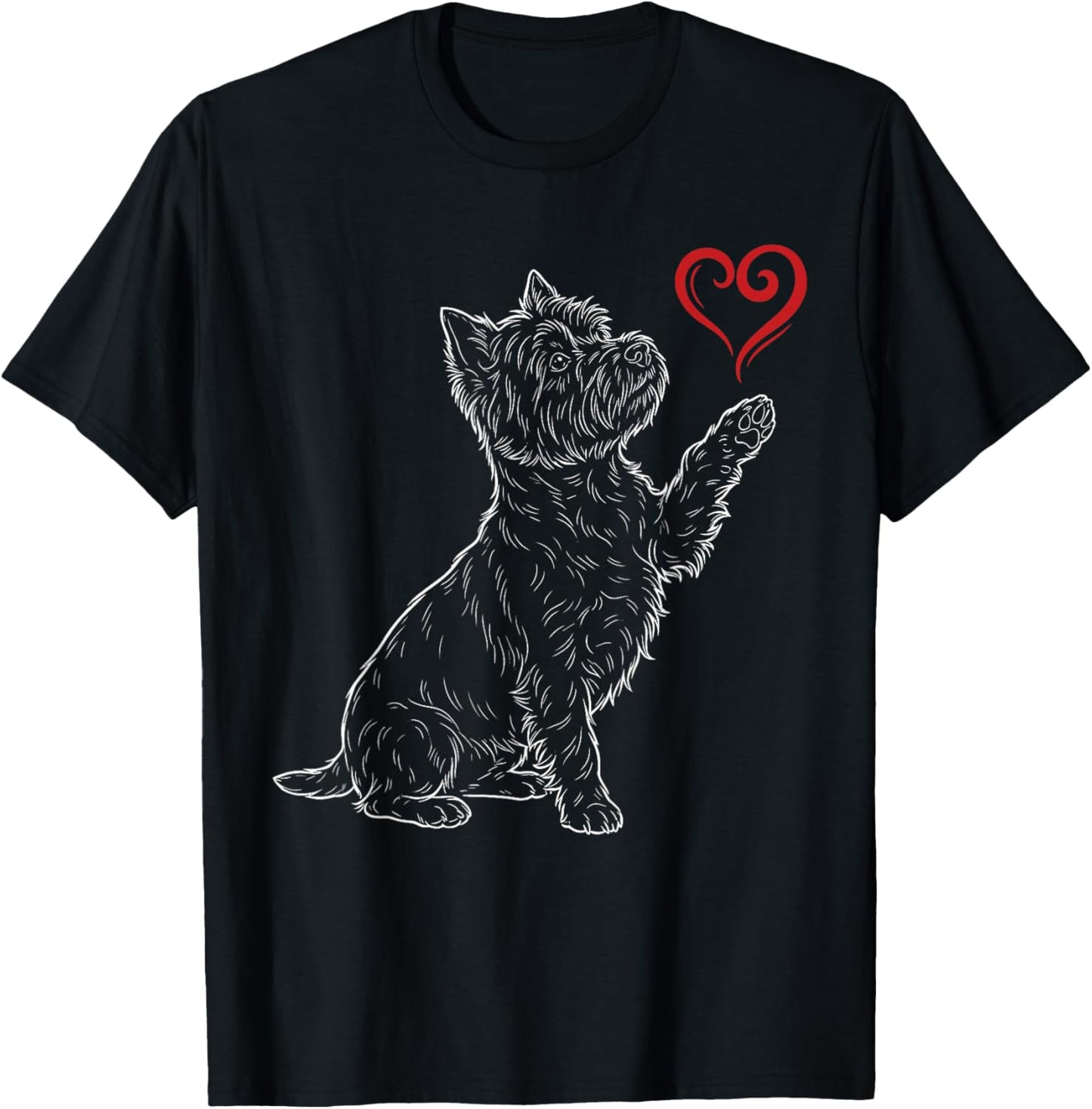 West Highland White Terrier Dog Art Holding Heart Valentines T-Shirt - T-Shirt | Black