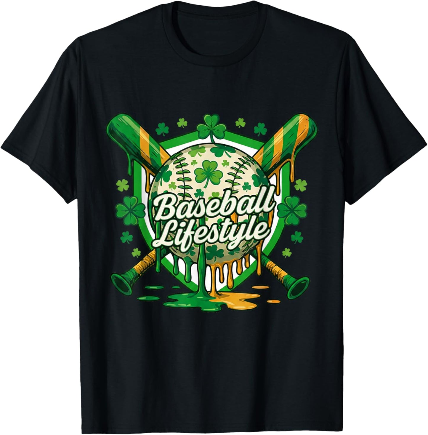 Baseball St Patricks Day Boys Girls Men Women Irish lifestyl T-Shirt - T-Shirt | Black