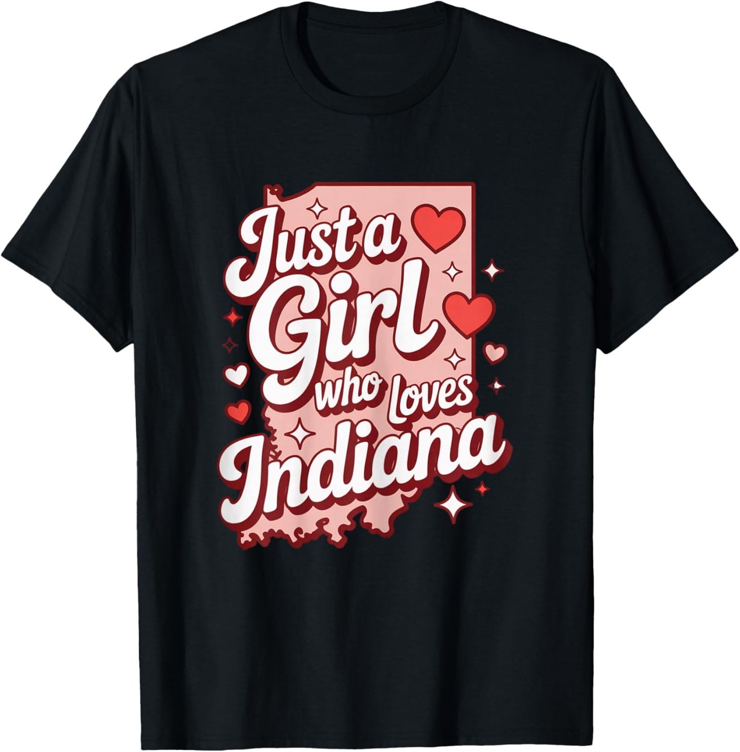 Just A Girl Who Loves Indiana Apparel Cute Indiana State T-Shirt - T-Shirt | Black