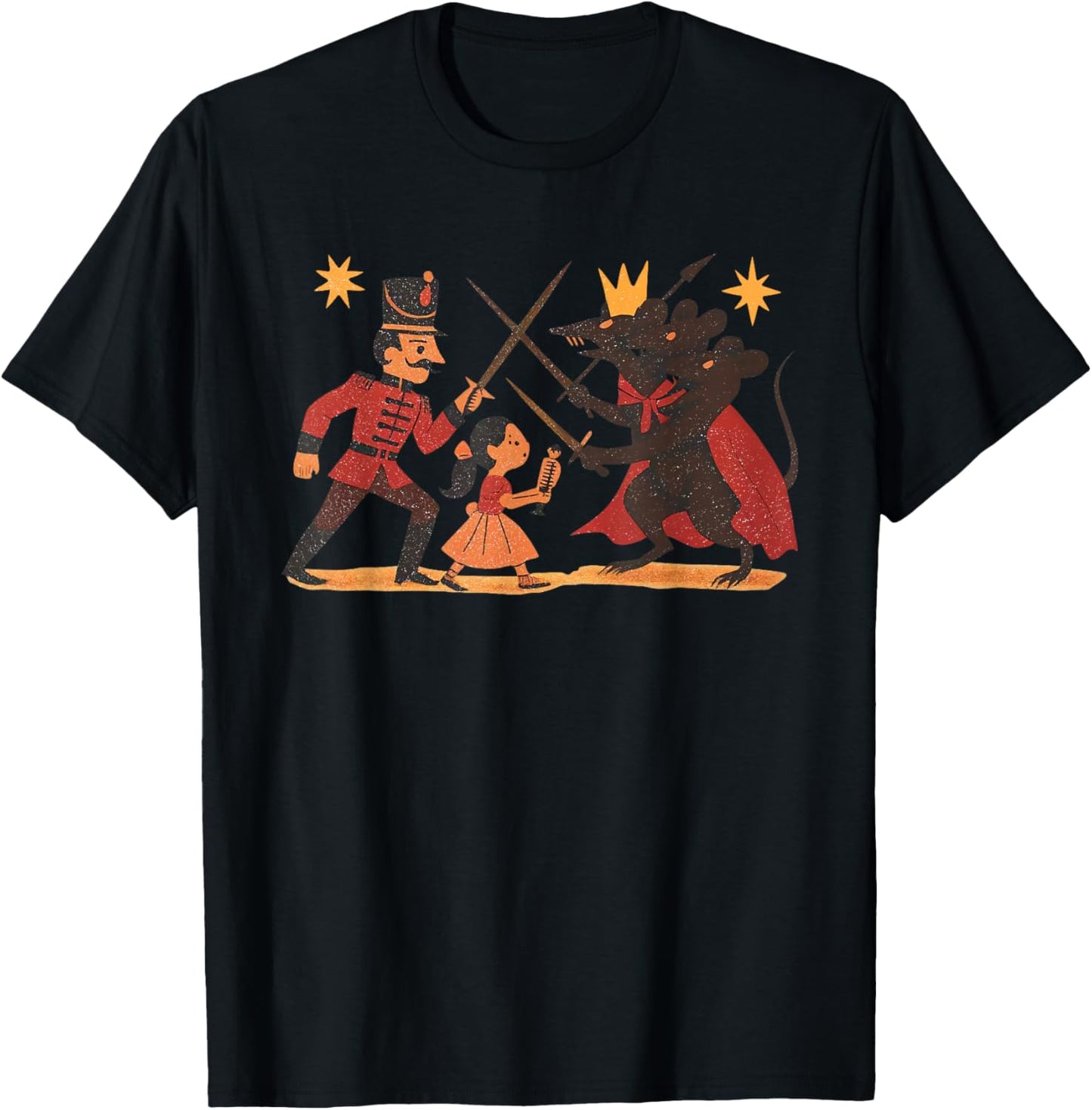 Vintage Nutcrackers Ballet Sugar Plum Fairy Girl Mouse Xmas T-Shirt - T-Shirt | Black