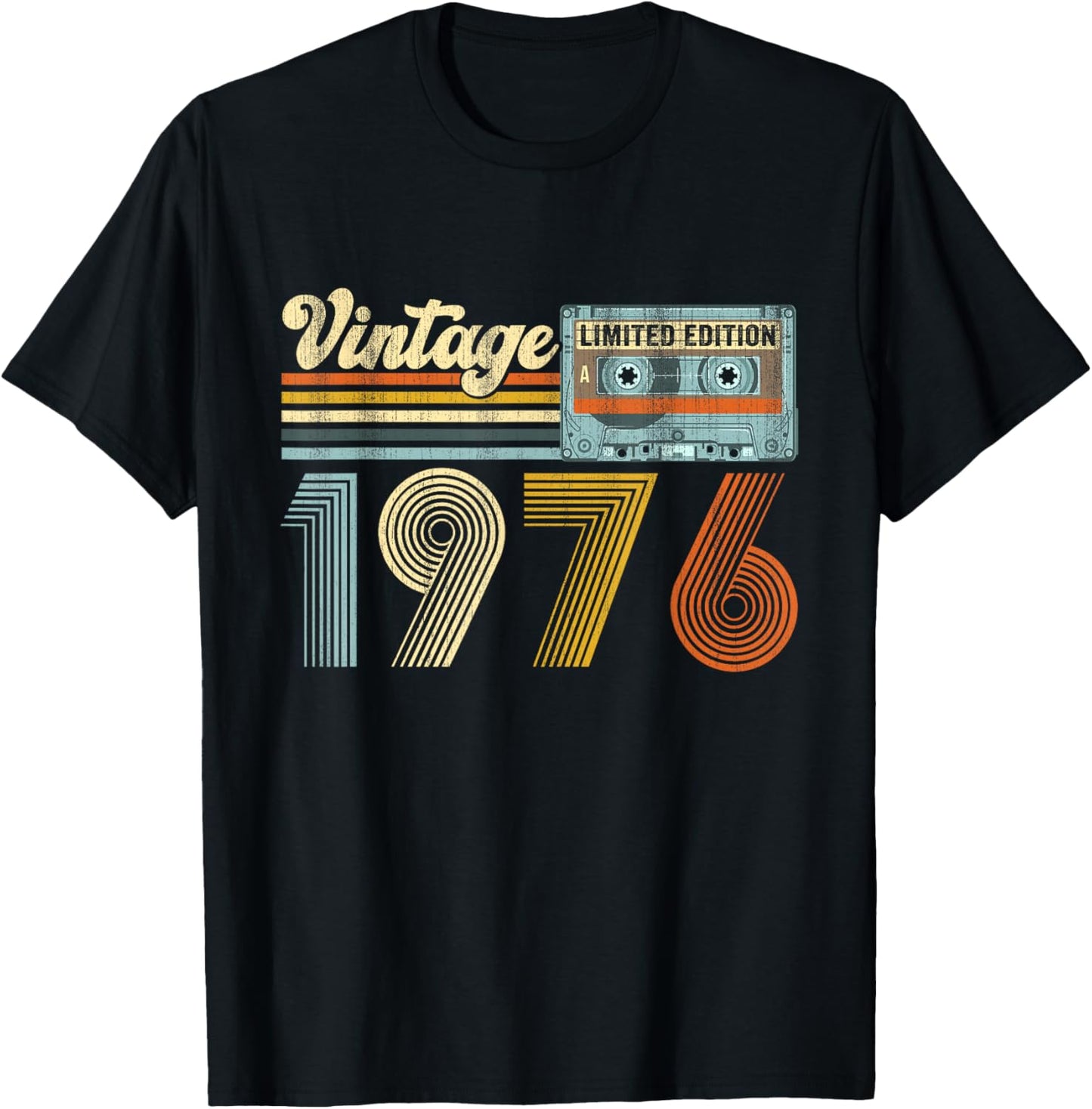 Vintage 1976 Cassette Tape 50th Birthday Gifts 50 Year Old T-Shirt - T-Shirt | Black