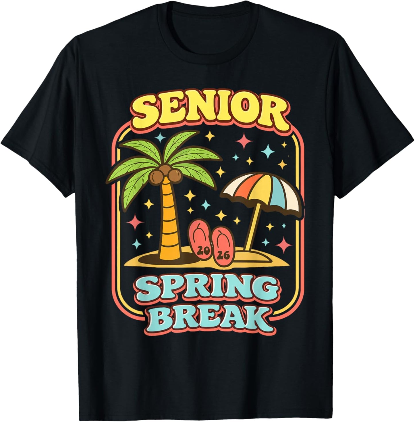 Vintage Senior Spring Break 2026 Tropical Summer Vacation T-Shirt - T-Shirt | Black