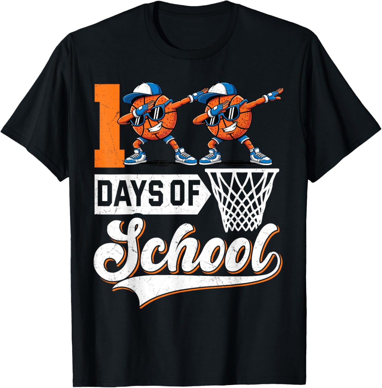 Kids 100 Days of School Boys 100th Day of School Basketball T-Shirt - T-Shirt | Black