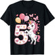 Unicorn 5th Birthday Girl Age 5 Horse I Am 5 Years Old Kids T-Shirt - T-Shirt | Black