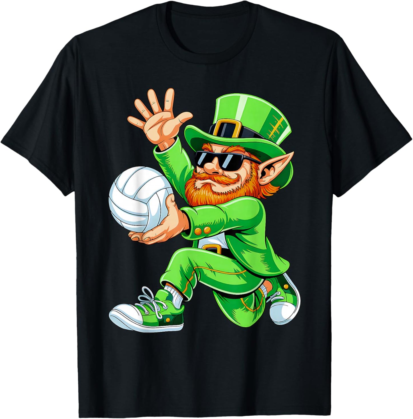 Leprechaun Playing Volleyball Funny St Patricks Day Sport T-Shirt - T-Shirt | Black