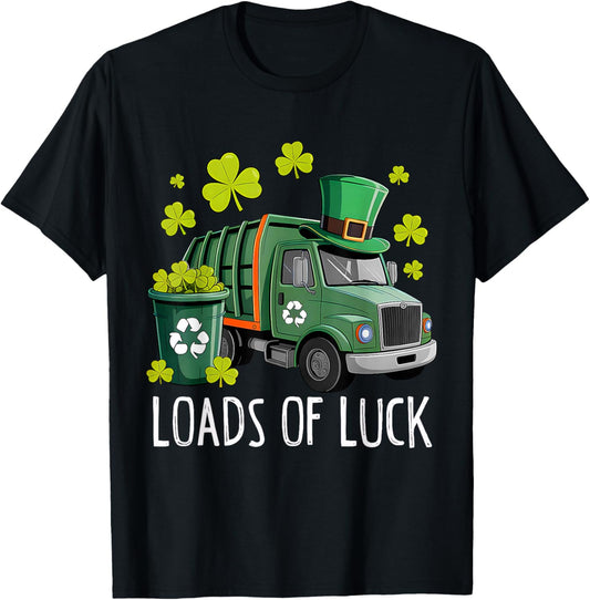 St Patricks Day Garbage Truck Load of Luck Toddler Boys Kids T-Shirt - T-Shirt | Black