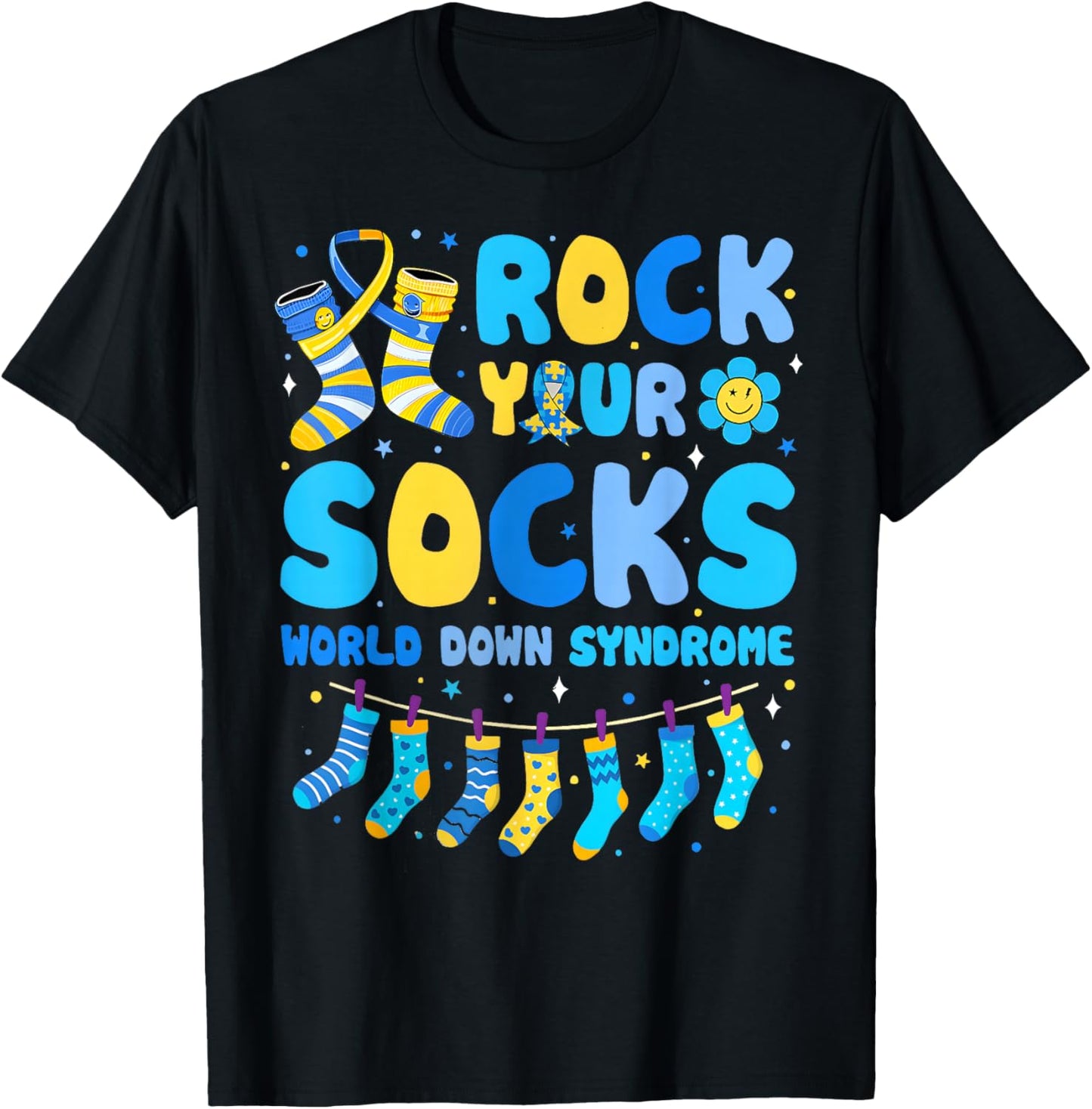 Rock Your Socks World Down Syndrone Awareness Men Women Kids T-Shirt - T-Shirt | Black