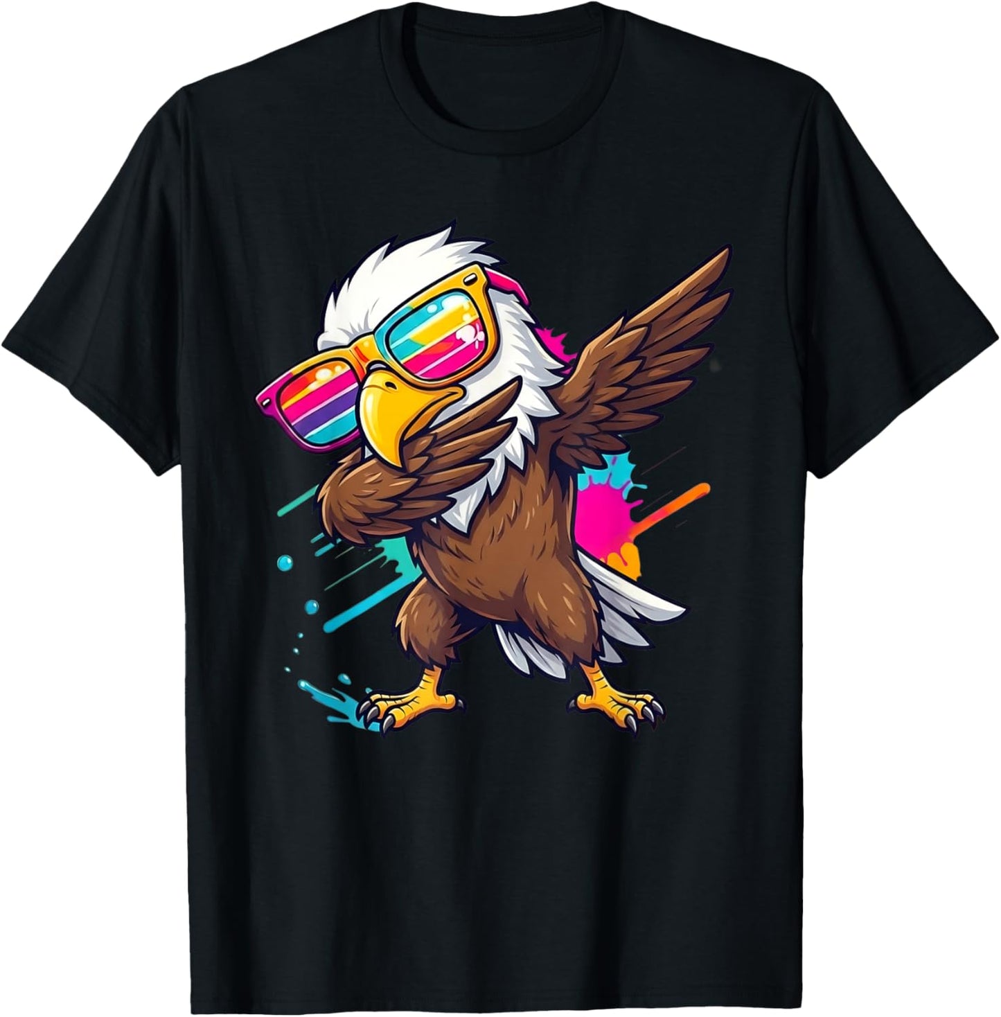 Dabbing Eagle Graphic Kids Boys Colorful Eagle Bird Lovers T-Shirt - T-Shirt | Black