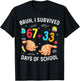 I Survived 67 33 Days of School for Teacher Kids 100th Days T-Shirt - T-Shirt | Black