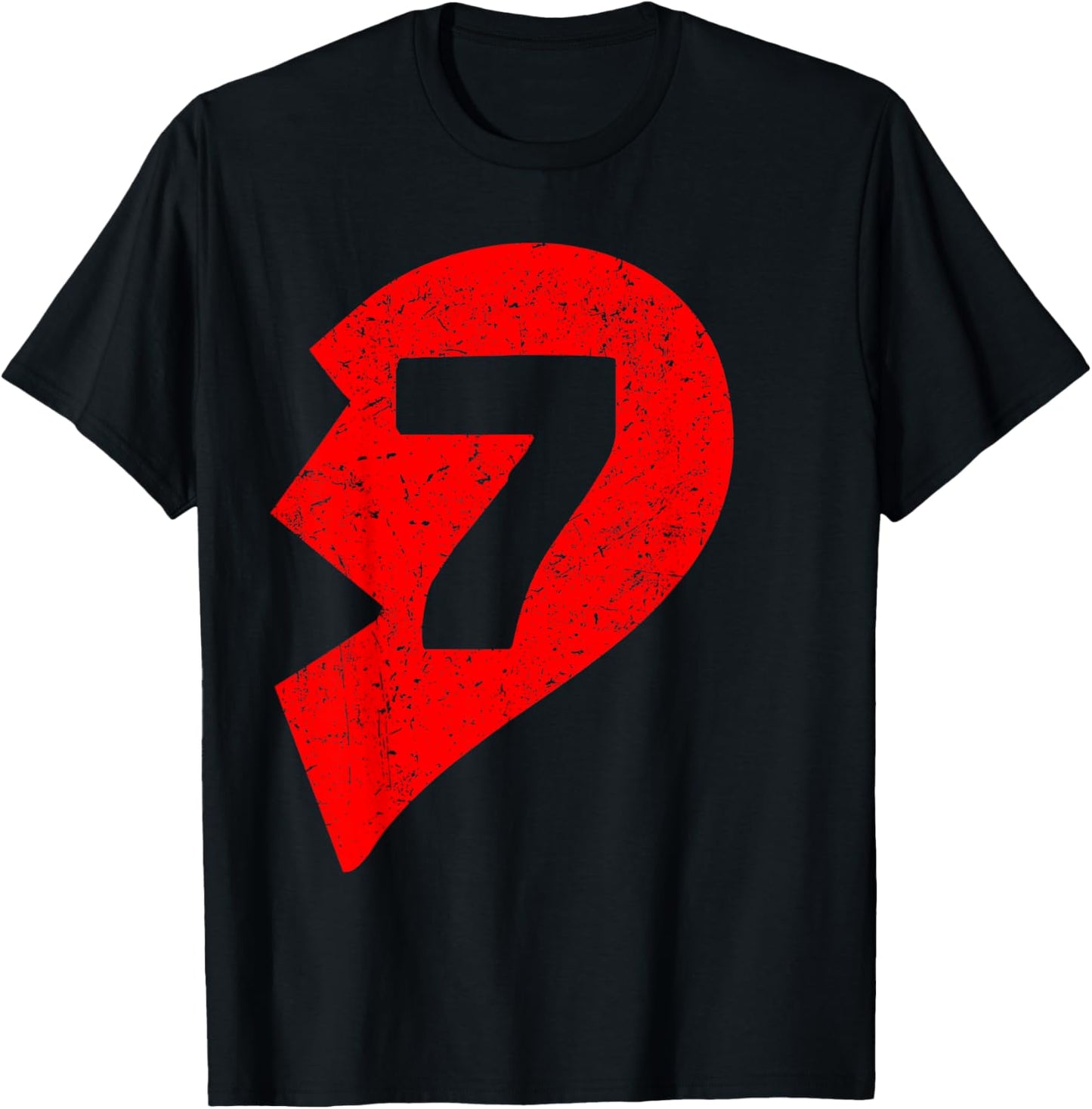 Number 7 Funny Matching Couple Friends Valentines Heart 67 T-Shirt - T-Shirt | Black