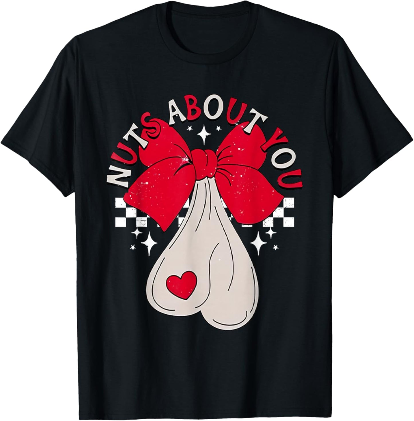 Nuts About You Funny Hear Coquette Bow Valentines Day Men T-Shirt - T-Shirt | Black