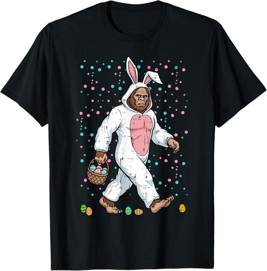Bigfoot Easter Bunny Costume Funny Sasquatch Men Women Kids T-Shirt - T-Shirt | Black