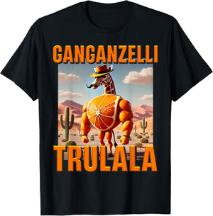 Ganganzelli Trulala Brainrot Giraffe Orange AI Generated T-Shirt - T-Shirt | Black