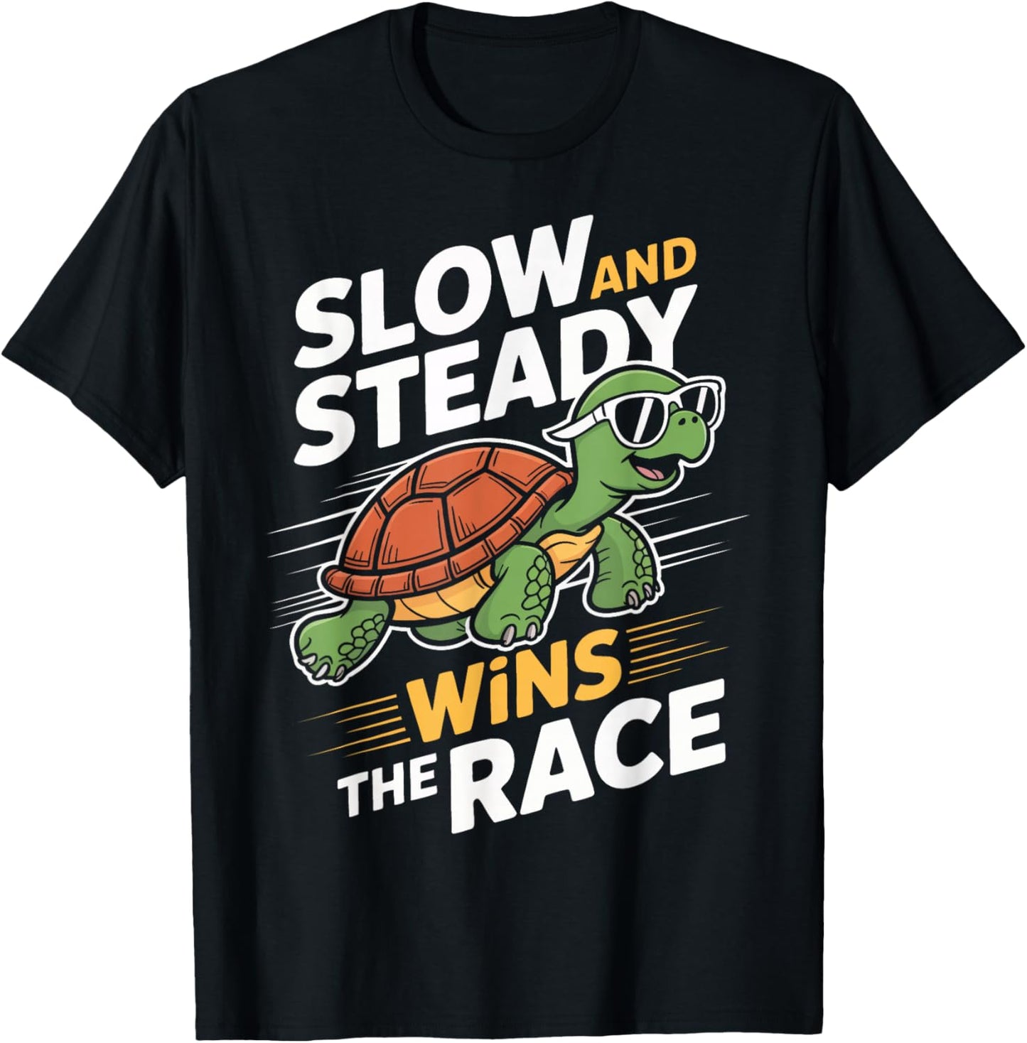 Turtle Slow and Steady Wins The Race Turtles T-Shirt - T-Shirt | Black
