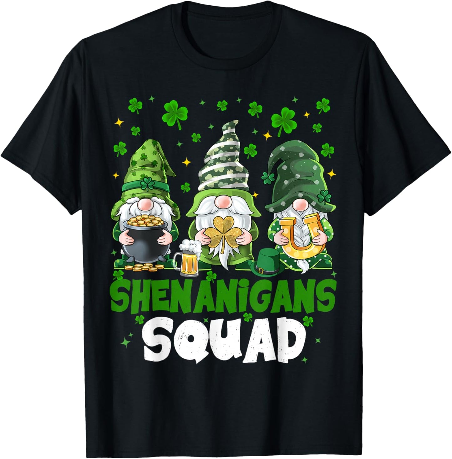 St Patricks Day Gnomes Shenanigans Squad Saint Pattys Women T-Shirt - T-Shirt | Black