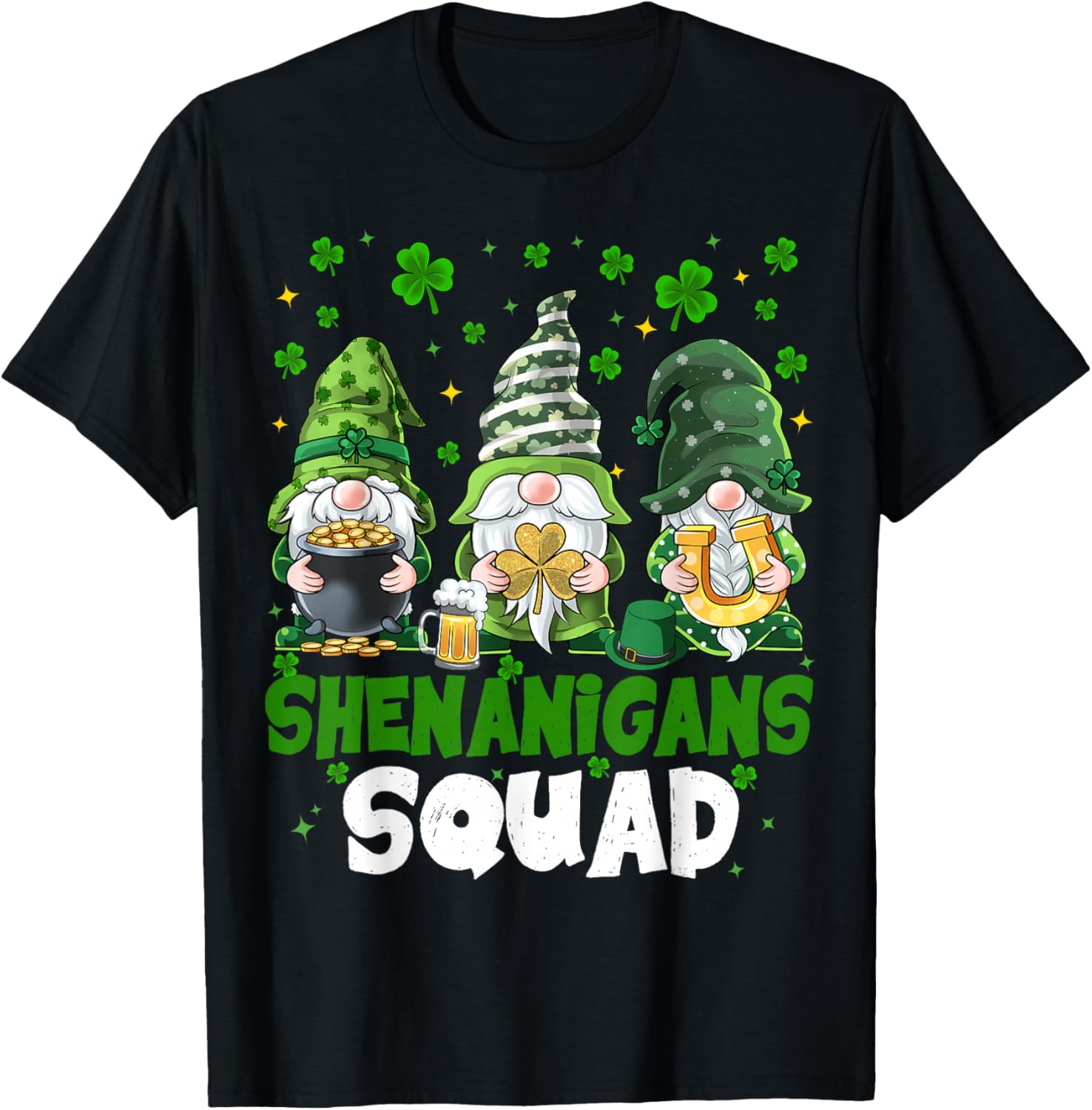 St Patricks Day Gnomes Shenanigans Squad Saint Pattys Women T-Shirt - T-Shirt | Black