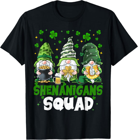 St Patricks Day Gnomes Shenanigans Squad Saint Pattys Women T-Shirt - T-Shirt | Black