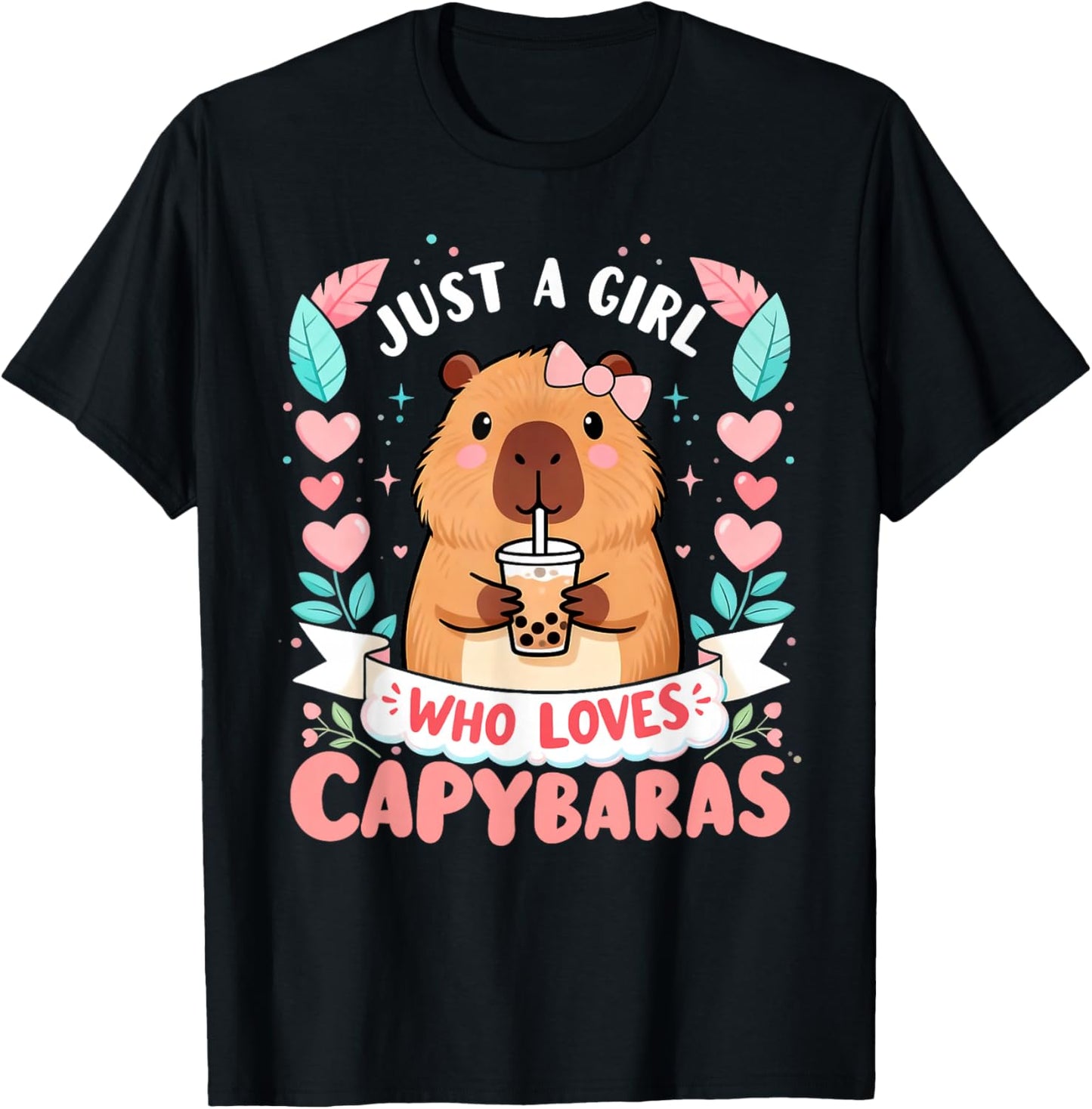 Just a Girl Who Loves Capybaras Cute Capybara Lover Kids T-Shirt - T-Shirt | Black