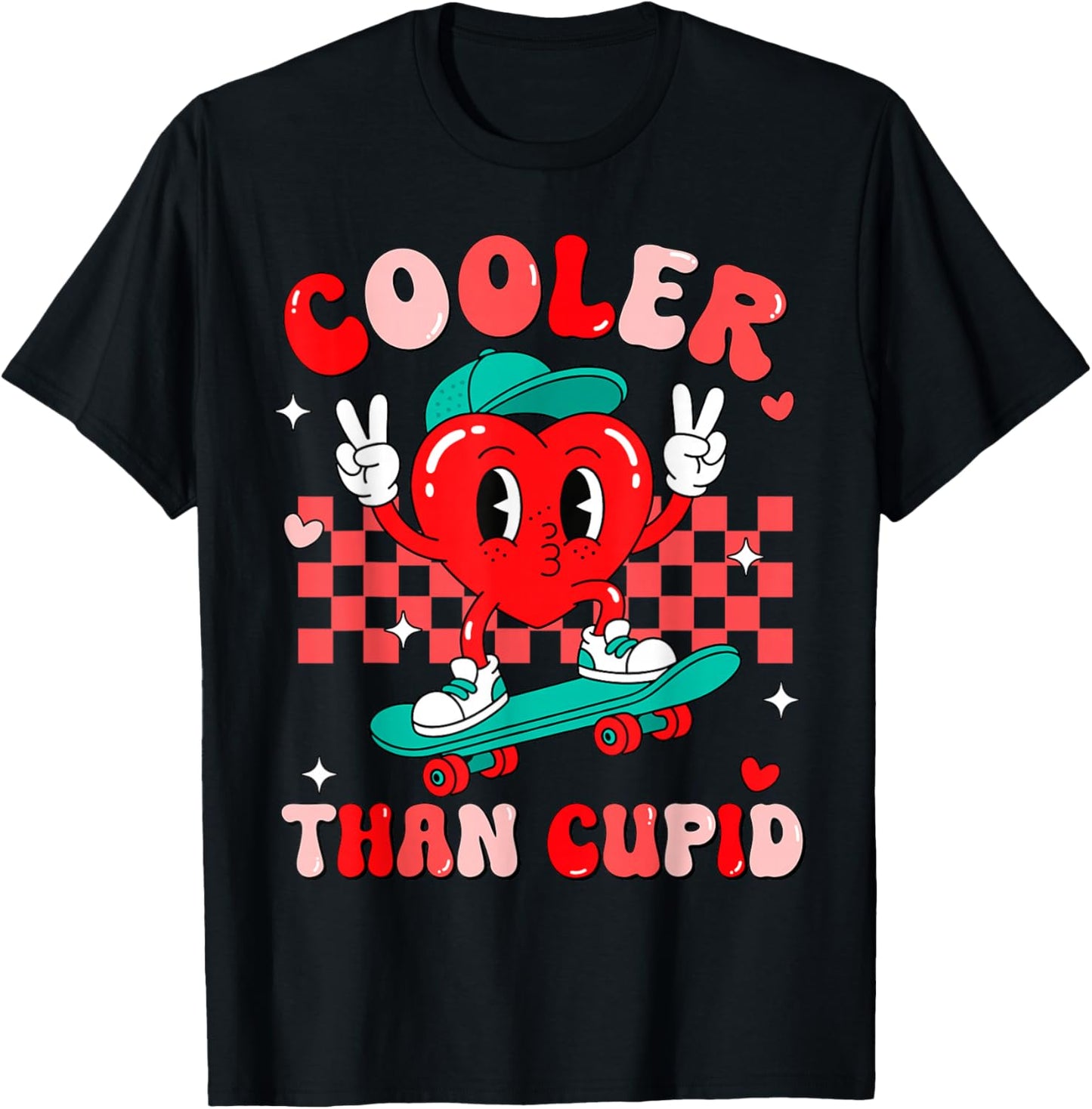 Cooler Than Cupid Valentines Day for Teens Kids Boys Girls T-Shirt - T-Shirt | Black