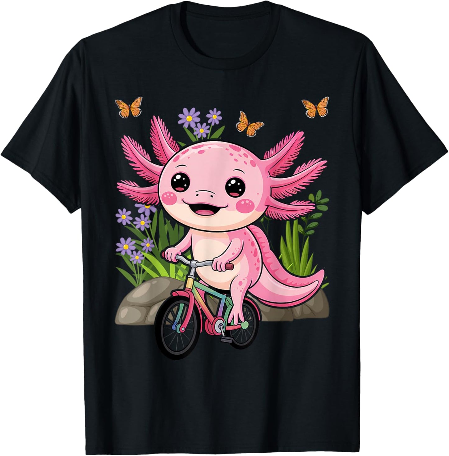 Axolotl Lover Kids Bicycle Riding Bike T-Shirt - T-Shirt | Black
