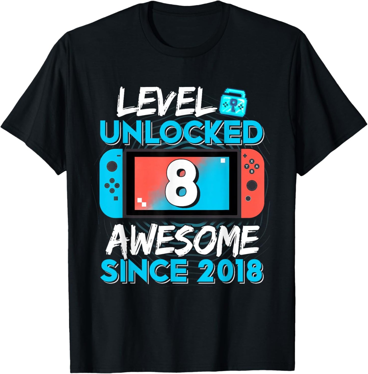 Level 8 Unlocked Awesome Since 2018 8th Birthday Gifts Boys T-Shirt - T-Shirt | Black