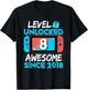 Level 8 Unlocked Awesome Since 2018 8th Birthday Gifts Boys T-Shirt - T-Shirt | Black